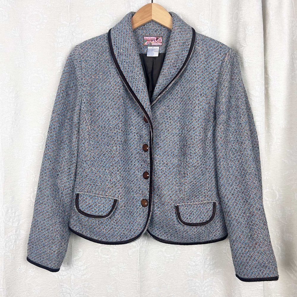 April Cornell vintage blue tweed blazer